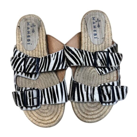 Manebi Dakota Slides in Zebra Stripe - Picture 1 of 8